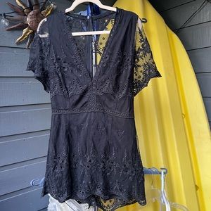 Boho Black lace romper